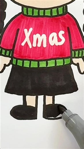 Christmas Girl Character Drawing Made Easy #drawing #shorts #cartoon