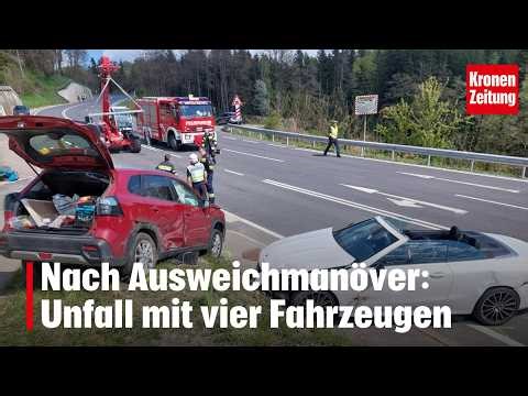 Nach Ausweichmanöver: Unfall mit vier Fahrzeugen | krone.tv NEWS