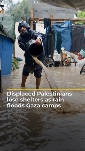 Heavy rain has flooded Gaza's displacement camps, submerging tents of displaced Palestinian families in mud and water amid an already severe humanitarian crisis. Al Jazeera’s Ibrahim Al Khalili reports from southern Gaza. | Al Jazeera English