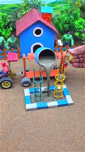 😱 Amazing Mini Tractor Making Cement Pillar with Bricks 🚜 DIY Real Working Construction Machine