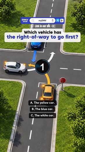 DMV Driving Test: Who Has Right-of-Way at 3-Way Stop?