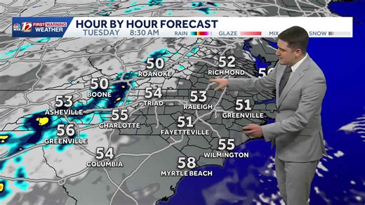 Milder week ahead in North Carolina, rain chance Tuesday and Wednesday