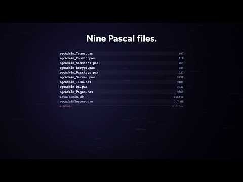 A complete admin console in nine Pascal files and zero HTML