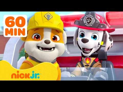 Marshall Visits Builder Cove! 🚒 | 1 Hour PAW Patrol and Rubble & Crew Crossover | Nick Jr.
