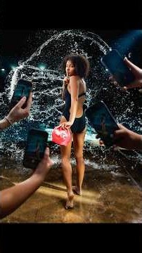 Just a splash of water but don’t hit her!! Epic swim photo! #swimteam