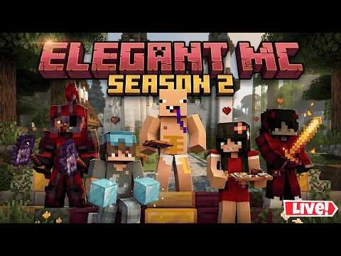 🔴 New Minecraft Public ElegantMC Season 2 🎀❤ || JAVA + BEDROCK 24/7 LIVE || Day- 6