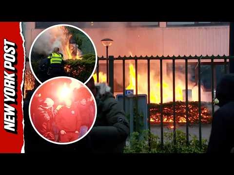 Shocking Moment Anti-Migrant Protesters Set Dutch Asylum Ablaze