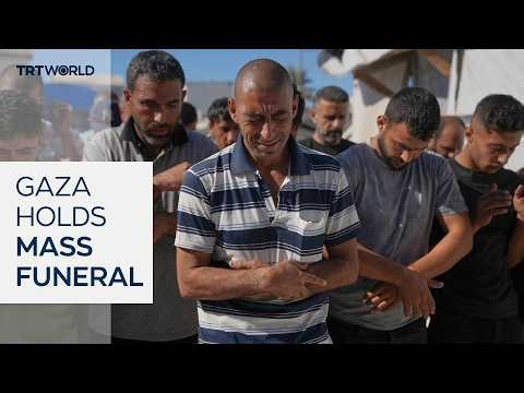 Gaza holds mass funeral for 75 victims recovered from rubble