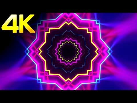 4k Cyber-Neon Kaleidoscope || VJ Loop Blue & Pink Relaxing TV Background Video Screensaver||