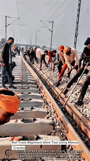 Rail Track Alignment Work Tool Using Manual Crowbar #worktool