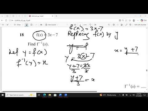 Inverse function of the given algebraic function