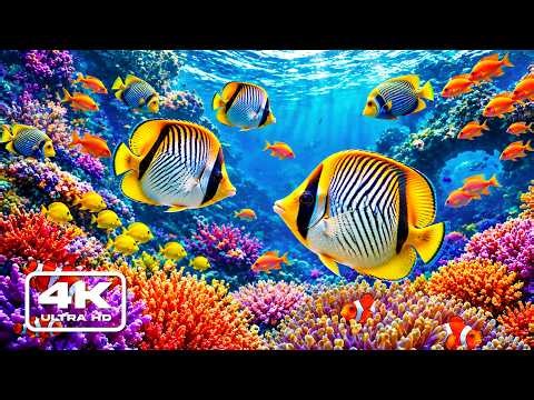 Aquarium 4K VIDEO ULTRA HD 🐠 Beautiful Coral Reef Fish — Relaxing Sleep Meditation Music#1