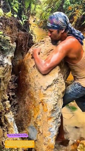 How a Miner Cracks Stone to Expose Hidden Gold-Bearing Sediment