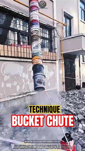 Bucket chute moves rubble down 5 floors ⚙️ #construction