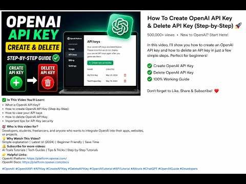 How to Create & Delete OpenAI API Key (2026) | Step-by-Step Beginner Guide