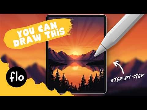 How to Draw a Sunset Lake in Procreate | Easy Landscape Tutorial