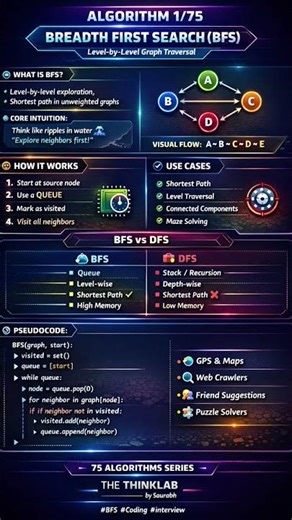 🚀 75 Algorithms Series – Day 1/75🌐 Breadth First Search (BFS)