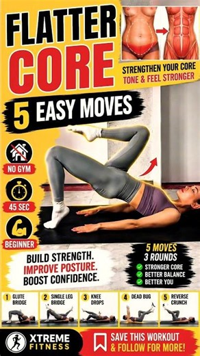 5 Beginner Core Exercises to Strengthen Your Abs at Home 🔥 No Equipment | Shorts