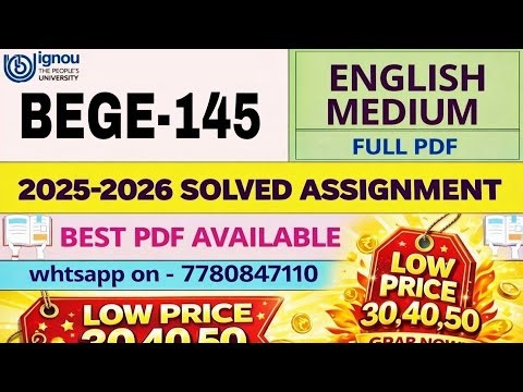 BEGE145 Solved Assignment 2025-2026 | Latest IGNOU Assignment Solution WhatsApp us on 7780847110