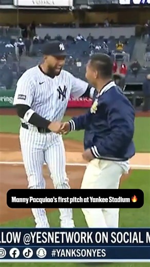 Manny Pacquiao throws the first pitch at Yankee Stadium ⚾️ (via YES Network)
