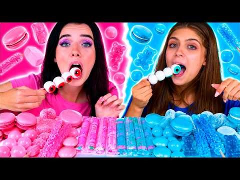 ASMR Blue vs Pink Cotton Candy Race: Bubble Gum Mukbang Compilation