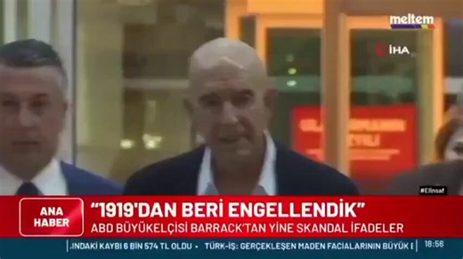 Yunanistan'ın Kathimerini Gazetesi'ne konuşan ABD'nin Türkiye Büyükelçisi Tom Barrack:1919’dan beri ulus devletler tarafından engellendik. Türkiye, Osmanlı millet sistemine geçmeli, Türk Milleti yeniden kula kul olup üçüncü sınıf vatandaş olsun diyor...Sonra ne diyor; casus ve terörist yetiştiren Yunan Ruhban okulu açılsın diyor.Atatürk yüzünden planlarımızı ertelemek zorunda kaldık diyor, hemde Yunan milliyetçisi KathimeriniGazetesine... Atatürk'ün kurduğu devleti yıkma planlarını Yunan gazetes