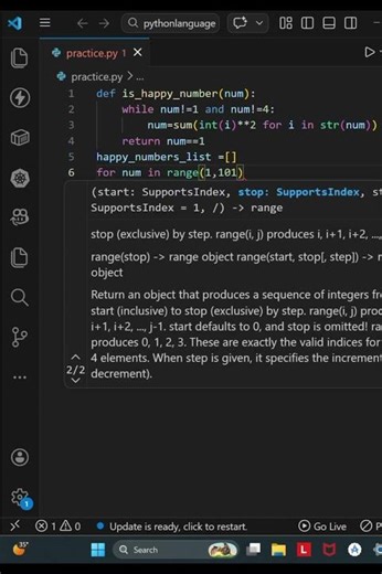 48 Python Program to print Happy Number between 1 to 100