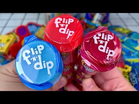 Unboxing Satisfying ASMR Flip N Dip Push Pop Candy Jelly Gummy Snack Box Food Challenge Mukbang