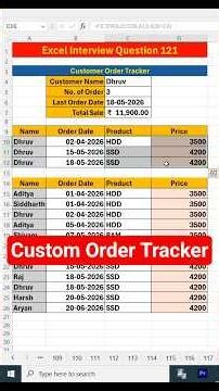 Excel Interview Question 121 🥰 | Customer Order Tracker in Excel 😍 #excel #excelshorts #shorts