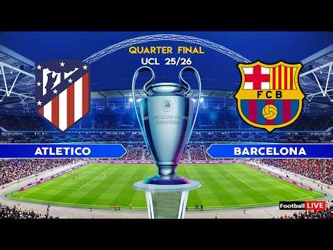 ATLETICO MADRID vs BARCELONA - UEFA Champions League 2026 Quarter Final | Full Match Simulation PES