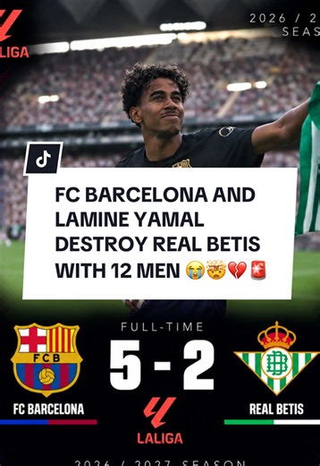 FC BARCELONA AND LAMINE YAMAL DESTROY REAL BETIS WITH 12 MEN 😭🤯💔🚨 lamine Yamal goal today Real Betis lo Celso goal today #fcbarcelona #realmadrid #lamineyamal #elclasico #guapmotion