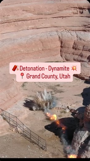 14K views · 426 reactions | 🤯 FIRE IN THE HOLE: 16 lbs of dynamite; detonated by @moabvalleyfd in remote Grand County, Utah 💥 According to Moab Valley Fire Department, the dynamite was 26 years old and located in a storage shed. It was moved nearby and detonated on Feb. 5, 2025. Grand County Sheriff’s Office and @grandcountyems supported the operation. #explosion #utah #dynamite #dronestagram #dronevideo | Brian Schnee | Facebook