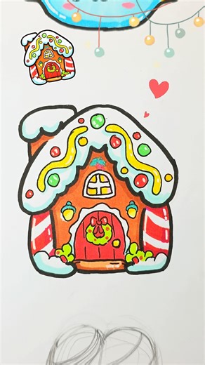 Let's draw a Gingerbread House 🥰 #shorts #drawing #artandcraft
