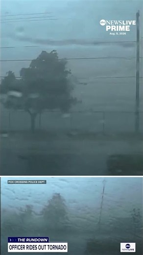 Police Officer rides out tornado in patrol car