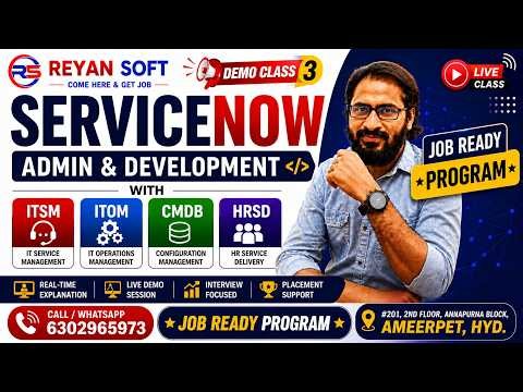 ServiceNow Demo Class -3 ( Admin, Development on ITSM & ITOM & CMDB & HRSD & Integrations )