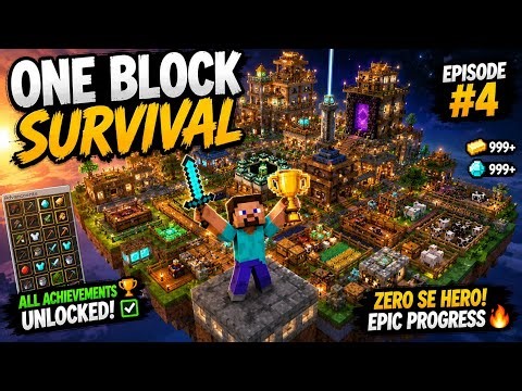 1 BLOCK Se Bana EPIC MEGA BASE 😱🔥 | Minecraft One Block Survival #4