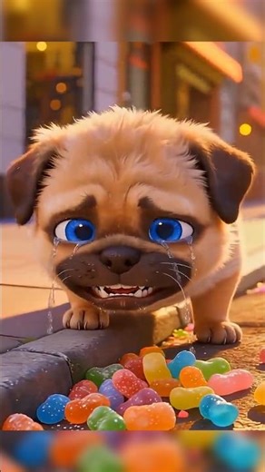 Cute Pug Accidentally Drops His Gummy Candy 😭