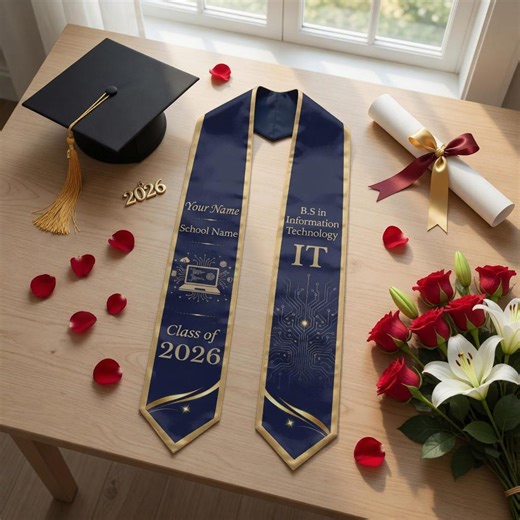 Personalized IT Graduation Sash, Computer Science Stole, Custom STEM Grad Gift, Binary Code Coding Sash, Class of 2025 2026, IT Major Stole - Etsy