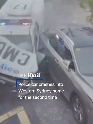 Another vehicle slammed into their front fence during a police pursuit in 2024. Shocking CCTV has captured the heart-stopping moment an out-of-control police car ploughed into a family home, causing significant damage and making it unliveable. Police were responding under lights and sirens to an assault in Guildford West in western Sydney when their paddy wagon hurtled into the home in nearby Merrylands shortly before 5pm on Monday. CCTV showed the vehicle racing down Holroyd Road before it veer