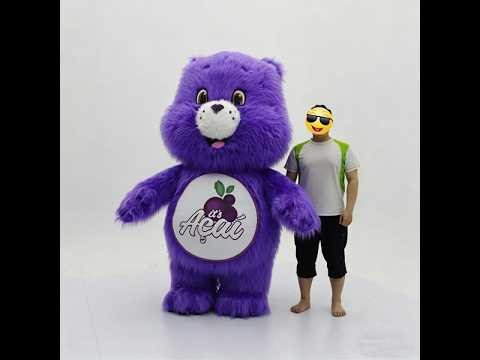 Adult Realistic Furry Inflatable Purple Bear Costume for Events & Entertainments