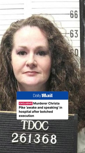 Pike’s attorneys said that she is reportedly 'conscious, speaking, and continues to receive critical medical care,' her legal team said in a statement. 'Despite the severe damage she endured to her arms, she is still handcuffed and shackled to the bed. Her recovery is medically unprecedented. Her prognosis remains unclear but, at a minimum, we expect a long recovery.' Pike was injected by at least seven needles as medical staff attempted to give her two lethal doses of pentobarbital that left he