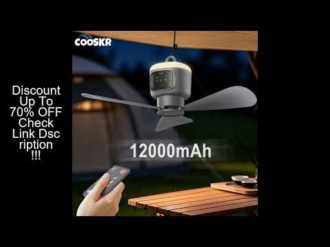 12000mAh Portable Ceiling Fans Outdoor Camping Fan Tent Air Circulator Cooler Rechargeable Electric