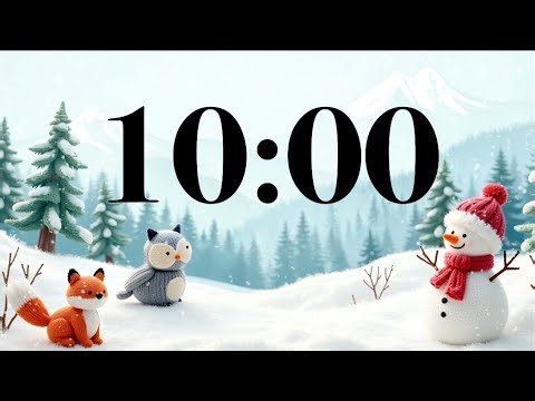 10 Minute Winter Classroom Focus Timer ❄️ Cute Animals, Cozy Snow, & Calm Acoustic Guitar Music