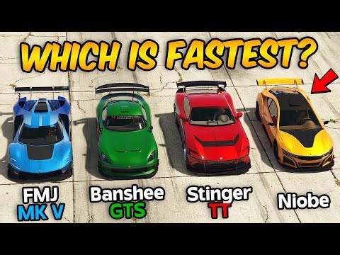 GTA 5 ONLINE - FMJ MK V VS BANSHEE GTS VS STINGER TT VS NIOBE (WHICH IS FASTEST?)