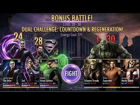 Injustice Gods Among Us| Bonus Battle! Dual Challenge Countdown & Regeneration| @UltimateGamerzArena