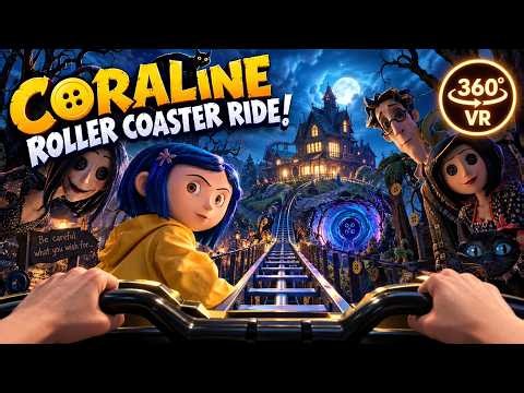 Coraline Roller Coaster VR 360° | Enter the Other World! 🎢