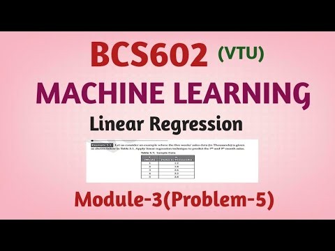 Machine learning|Linear Regression problem|mpdule-3|BCS602 imp questions|ML Problems|VTU|eduyodha