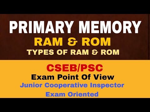 PRIMARY MEMORY | RAM & ROM | TYPES OF RAM & ROM | PSC | JUNIOR COOPERATIVE INSPECTOR EXAM ORIENTED