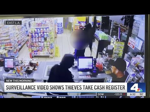 Surveillance video shows thieves take cash register in East LA