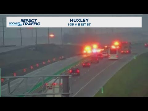 Detour active in Story County after crash near Huxley blocks all northbound lanes of I-35